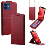 Cover a libro verticale in similpelle vegana tinta unita con tracolla, For iPhone 13 Pro, For iPhone 13, For iPhone 13 mini, For iPhone 12 / 12 Pro, For iPhone 12 Pro Max, For iPhone 12 mini