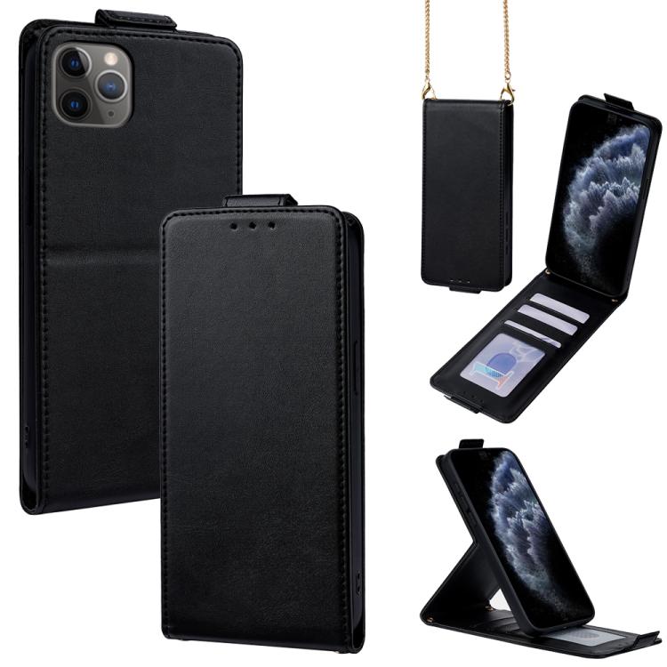Cover a libro verticale in similpelle vegana tinta unita con tracolla, For iPhone 11 Pro Max, For iPhone 11, For iPhone 11 Pro