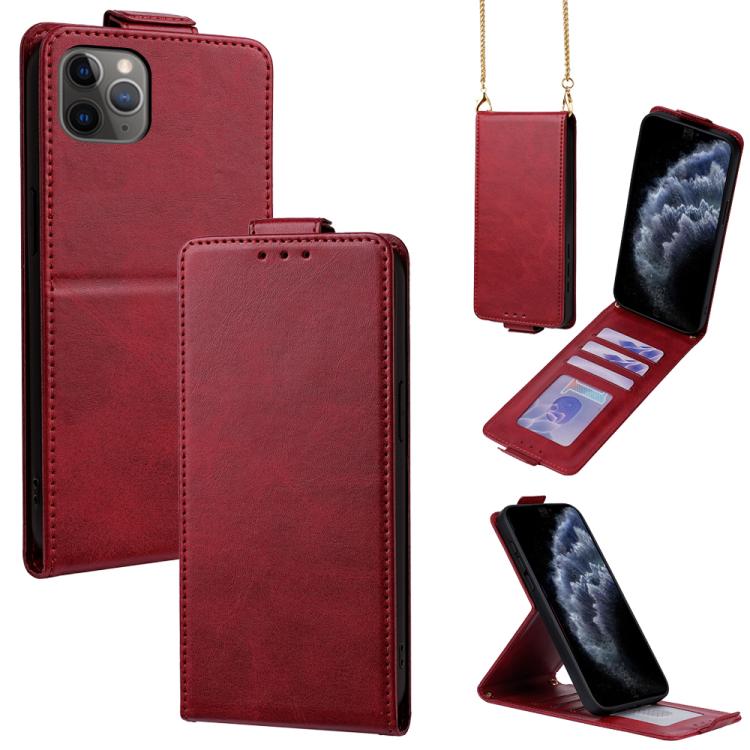 Cover a libro verticale in similpelle vegana tinta unita con tracolla, For iPhone 11 Pro Max, For iPhone 11, For iPhone 11 Pro