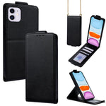 Cover a libro verticale in similpelle vegana tinta unita con tracolla, For iPhone 11 Pro Max, For iPhone 11, For iPhone 11 Pro