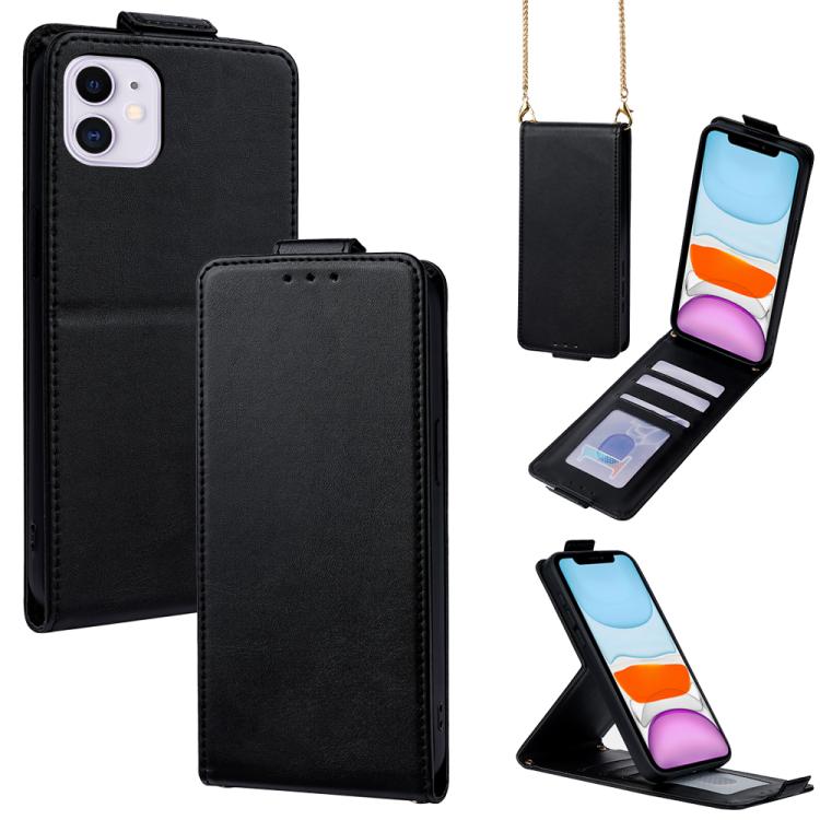 Cover a libro verticale in similpelle vegana tinta unita con tracolla, For iPhone 11 Pro Max, For iPhone 11, For iPhone 11 Pro