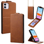 Cover a libro verticale in similpelle vegana tinta unita con tracolla, For iPhone 11 Pro Max, For iPhone 11, For iPhone 11 Pro
