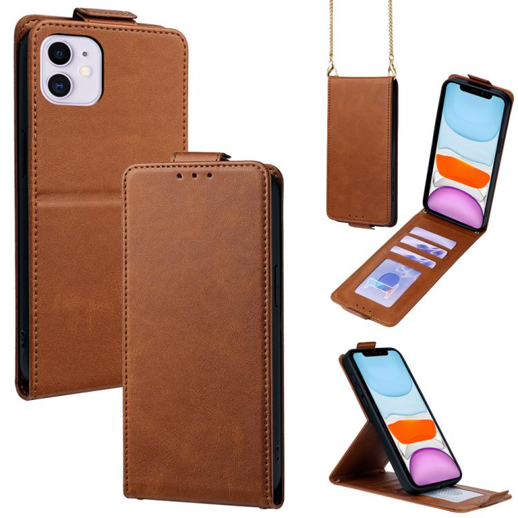Cover a libro verticale in similpelle vegana tinta unita con tracolla, For iPhone 11 Pro Max, For iPhone 11, For iPhone 11 Pro