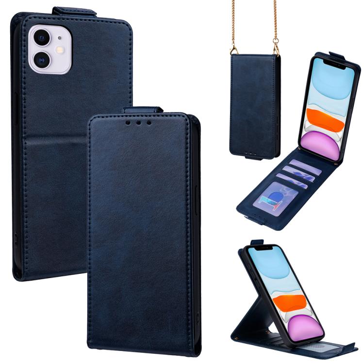 Cover a libro verticale in similpelle vegana tinta unita con tracolla, For iPhone 11 Pro Max, For iPhone 11, For iPhone 11 Pro