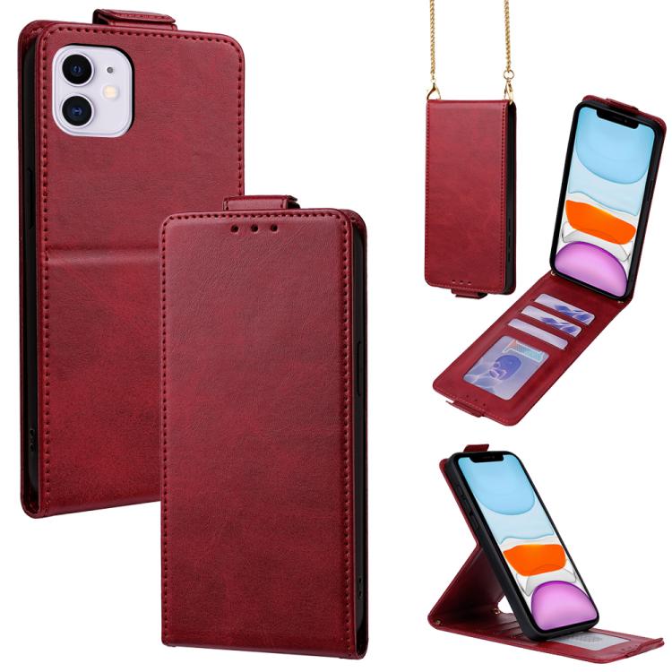Cover a libro verticale in similpelle vegana tinta unita con tracolla, For iPhone 11 Pro Max, For iPhone 11, For iPhone 11 Pro
