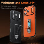 Custodia per telefono SULADA con cinturino da polso, supporto metallico nascosto e similpelle., For iPhone 17 Pro Max, For iPhone 17 Pro, For iPhone 17, For iPhone 16 Pro Max, For iPhone 16 Pro, For iPhone 16