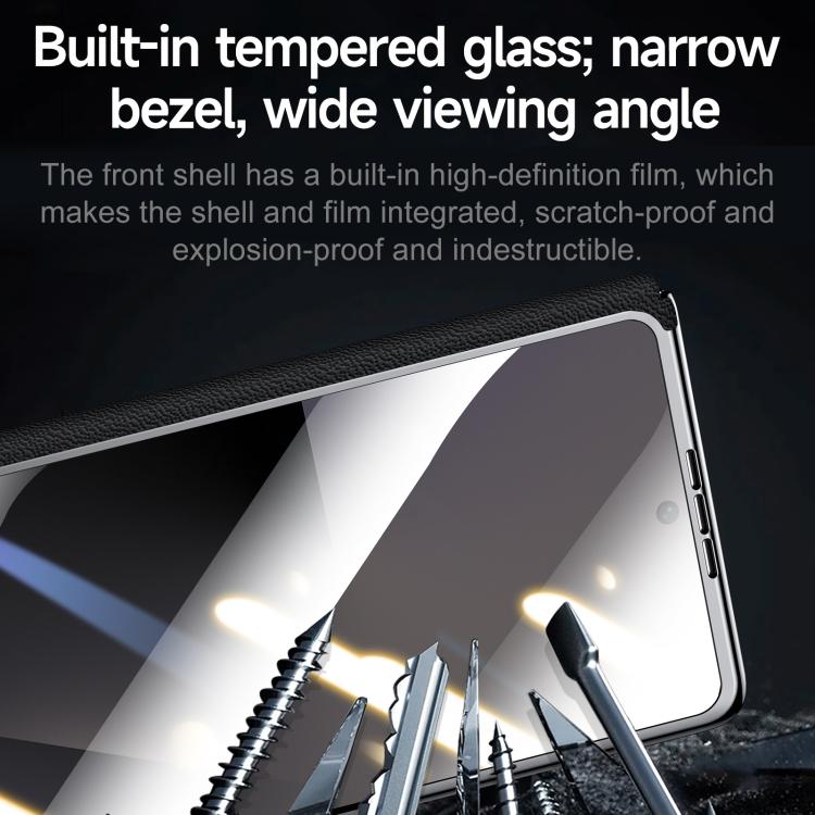 Custodia per telefono SULADA in vera pelle con supporto magnetico girevole e pellicola protettiva integrata., For Samsung Galaxy Z Fold7 5G