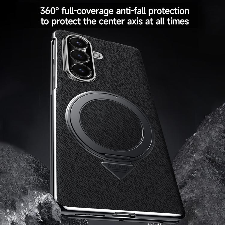 Custodia per telefono SULADA in vera pelle con supporto magnetico girevole e pellicola protettiva integrata., For Samsung Galaxy Z Fold7 5G