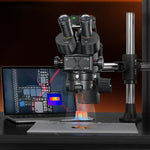 Microscopio trinoculare QianLi 6558 Gorilla 6.5X-58X con sorgente luminosa + lampada UV + modulo IR 256, with Light Source + UV Lamp + 256 IR Module, Plug:US Plug, QianLi 6558 with 256 IR Module EU Plug
