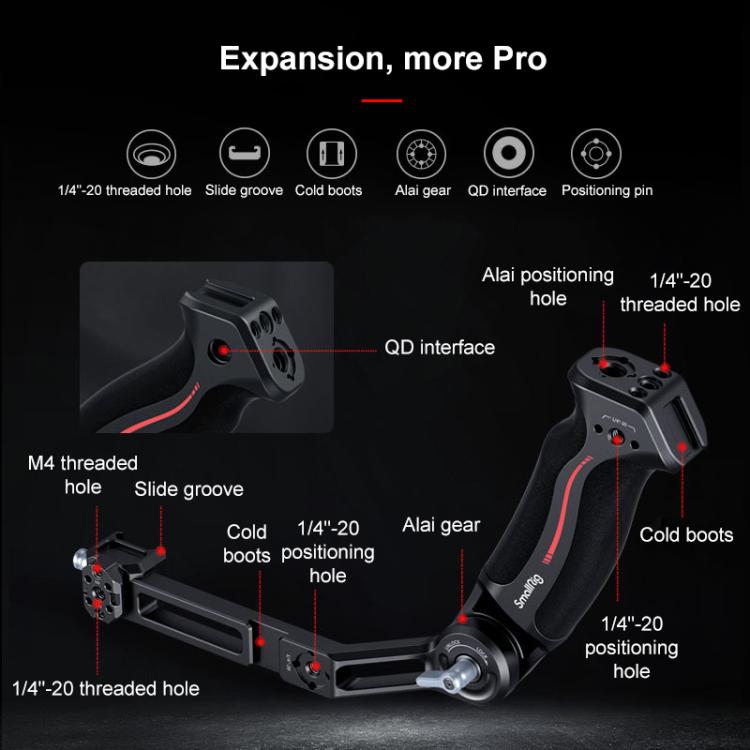Per supporto gimbal SmallRig per DJI RS3 mini, Sling Handle, Arca-Swiss Mount Plate, Extended Vertical Arm