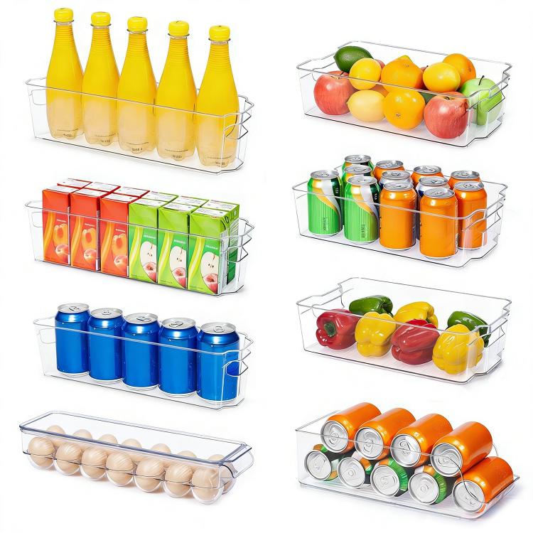 Contenitore per alimenti trasparente in PET da cassetto per frigorifero, Small Size, Medium Size, Large Size, Narrow Style, Egg Carton, Coke Box