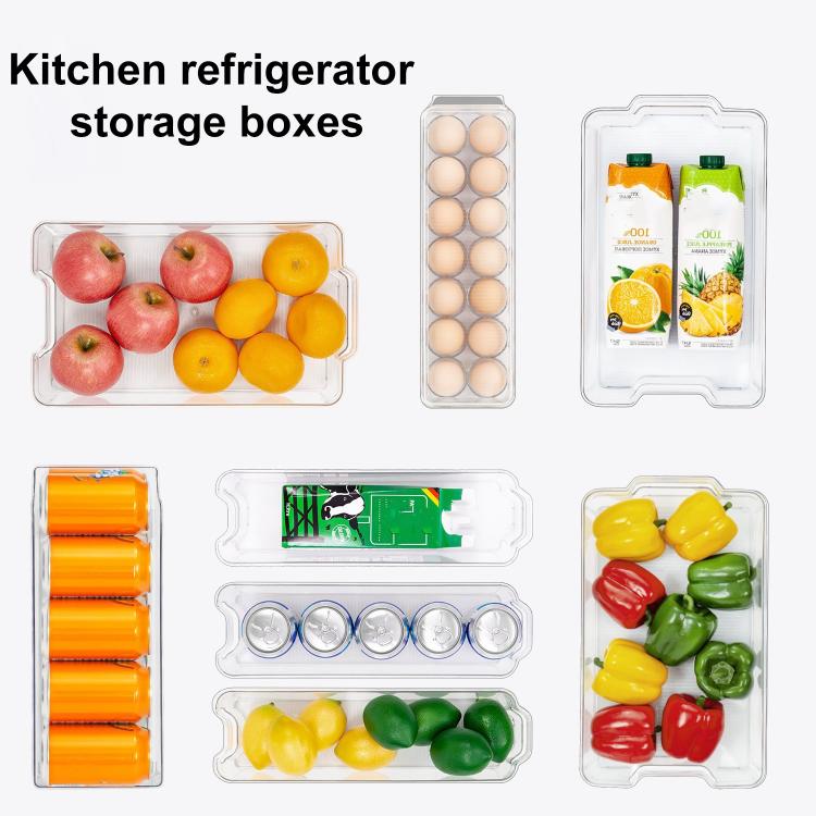Contenitore per alimenti trasparente in PET da cassetto per frigorifero, Small Size, Medium Size, Large Size, Narrow Style, Egg Carton, Coke Box