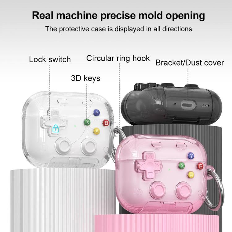 Custodia per auricolari XDcase trasparente con design retrò da console di gioco, supporto e pulsante antistress., For AirPods Pro 3, For AirPods 4, For AirPods Pro 2 / 1