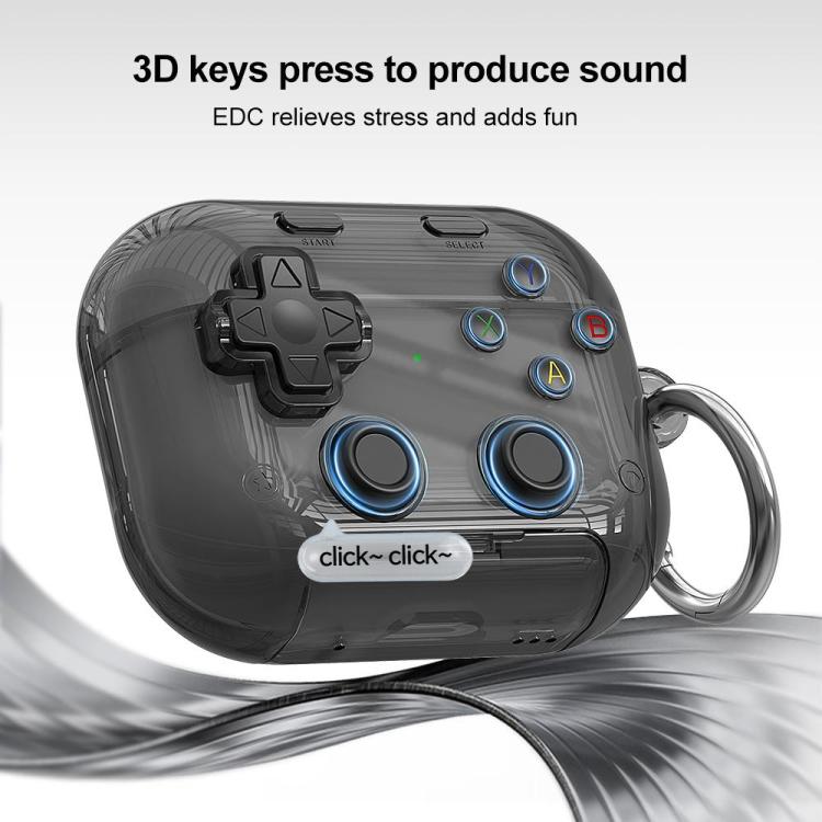 Custodia per auricolari XDcase trasparente con design retrò da console di gioco, supporto e pulsante antistress., For AirPods Pro 3, For AirPods 4, For AirPods Pro 2 / 1