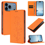 Custodia per telefono in ecopelle con protezione RFID magnetica e stampa a rilievo di simpatici gattini., For iPhone 17 Pro, For iPhone 17