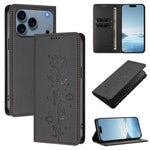 Custodia per telefono in ecopelle con protezione RFID magnetica e stampa a rilievo di simpatici gattini., For iPhone 17 Pro, For iPhone 17