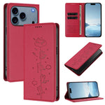 Custodia per telefono in ecopelle con protezione RFID magnetica e stampa a rilievo di simpatici gattini., For iPhone 17 Pro, For iPhone 17