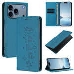 Custodia per telefono in ecopelle con protezione RFID magnetica e stampa a rilievo di simpatici gattini., For iPhone 17 Pro, For iPhone 17