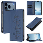 Custodia per telefono in ecopelle con protezione RFID magnetica e stampa a rilievo di simpatici gattini., For iPhone 17 Pro, For iPhone 17