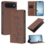 Custodia per telefono in ecopelle con protezione RFID magnetica e stampa a rilievo di simpatici gattini., For iPhone Air, For iPhone 16 Pro Max
