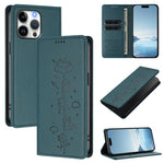 Custodia per telefono in ecopelle con protezione RFID magnetica e stampa a rilievo di simpatici gattini., For iPhone 15 Pro, For iPhone 15 Plus