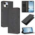 Custodia per telefono in ecopelle con protezione RFID magnetica e stampa a rilievo di simpatici gattini., For iPhone 15 Pro, For iPhone 15 Plus