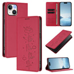 Custodia per telefono in ecopelle con protezione RFID magnetica e stampa a rilievo di simpatici gattini., For iPhone 15, For iPhone 14 Plus