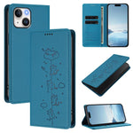 Custodia per telefono in ecopelle con protezione RFID magnetica e stampa a rilievo di simpatici gattini., For iPhone 14 / 13, For iPhone 14 Pro