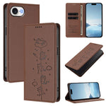 Custodia per telefono in ecopelle con protezione RFID magnetica e stampa a rilievo di simpatici gattini., For iPhone 17e / 16e, For iPhone 17 Pro Max