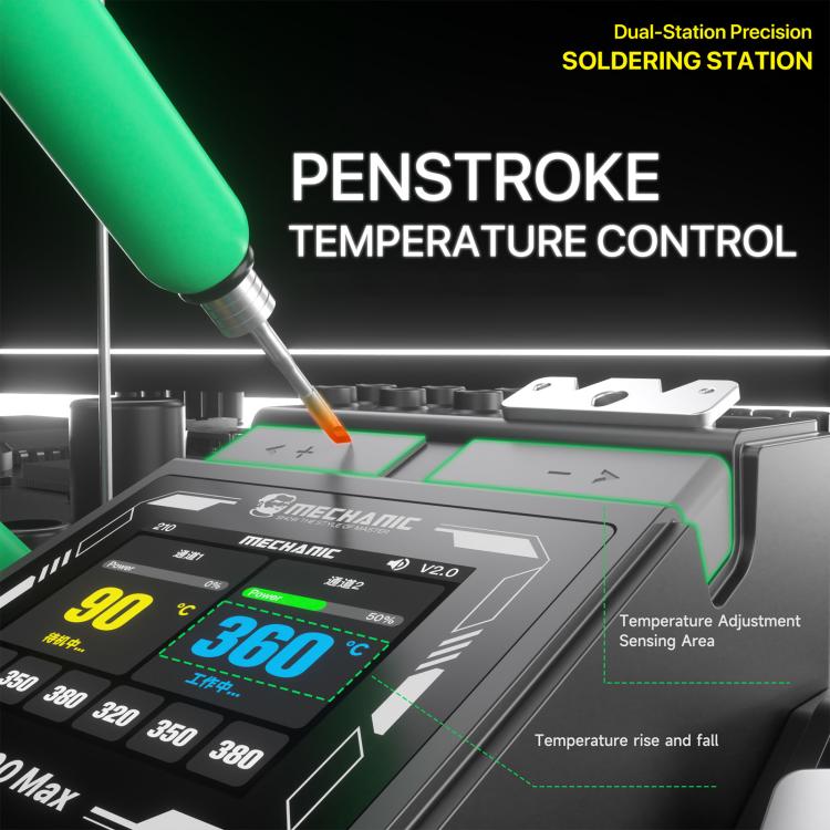 Stazione di saldatura di precisione a doppia stazione MECHANIC X200 Max, a forma di penna, con temperatura regolabile., EU Plug, US Plug