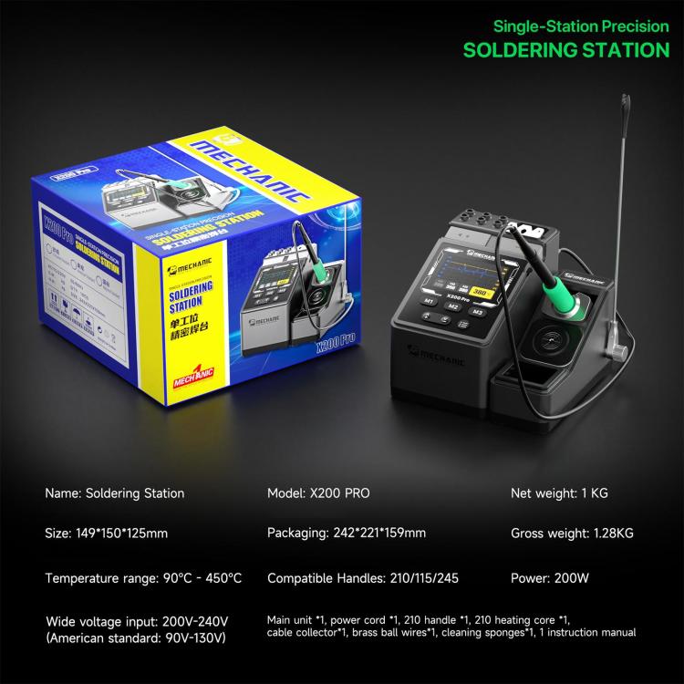 Stazione saldante intelligente a penna MECHANIC X200 Pro con temperatura regolabile., EU Plug, US Plug