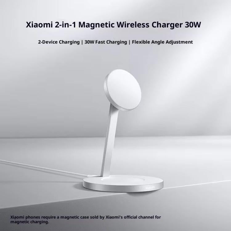 Caricabatterie wireless magnetico originale Xiaomi da 30 W 2 in 1 per cellulari e auricolari