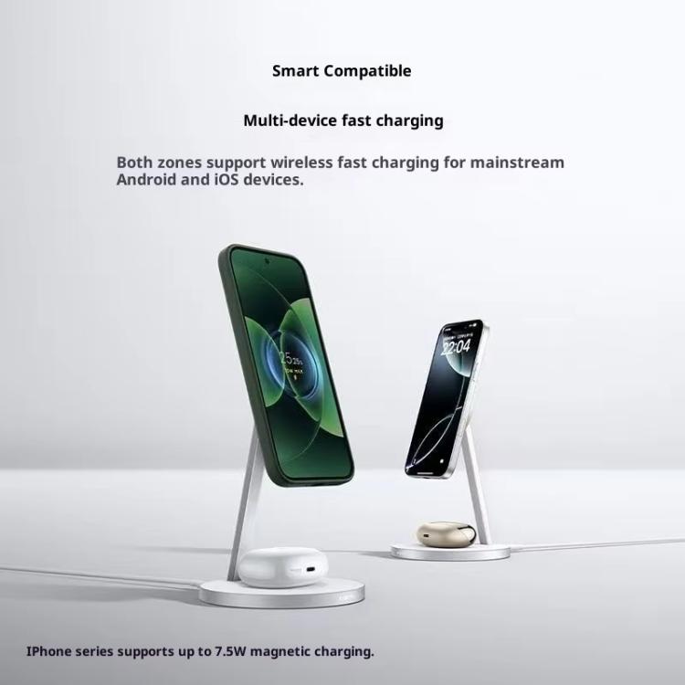 Caricabatterie wireless magnetico originale Xiaomi da 30 W 2 in 1 per cellulari e auricolari