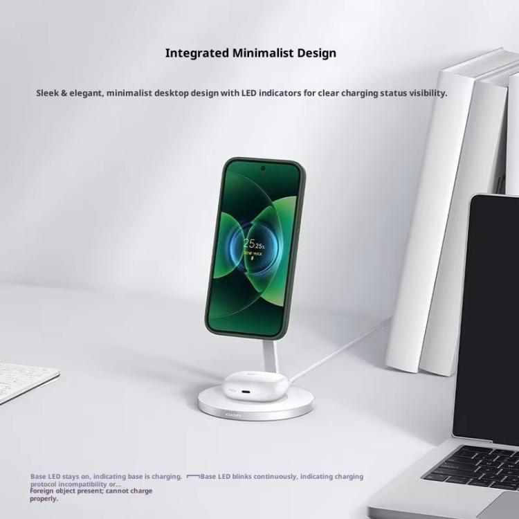 Caricabatterie wireless magnetico originale Xiaomi da 30 W 2 in 1 per cellulari e auricolari