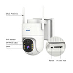 Sistema di telecamere di sicurezza wireless ESCAM QFS71 4G 3MP IP66 con pannello solare, European Version, American Version