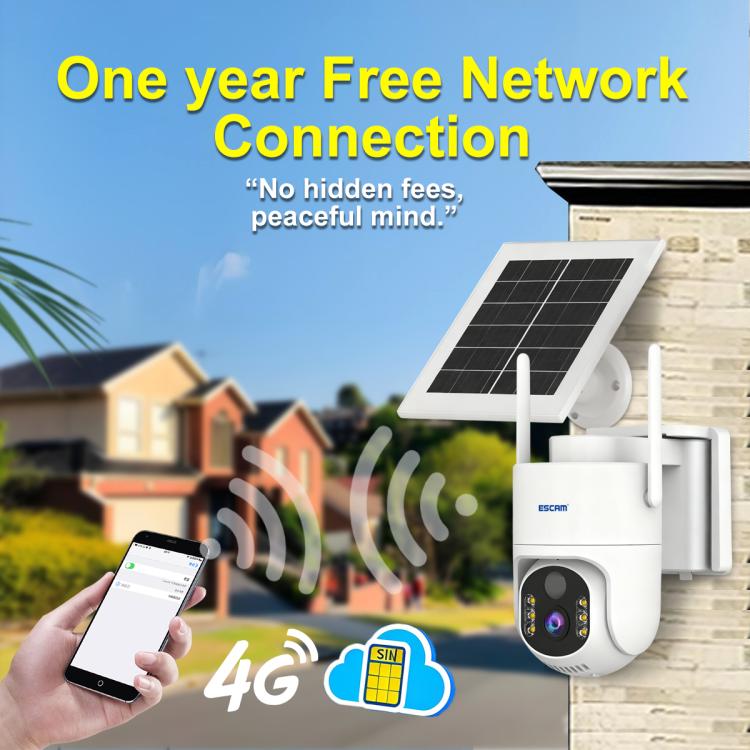 Sistema di telecamere di sicurezza wireless ESCAM QFS71 4G 3MP IP66 con pannello solare, European Version, American Version