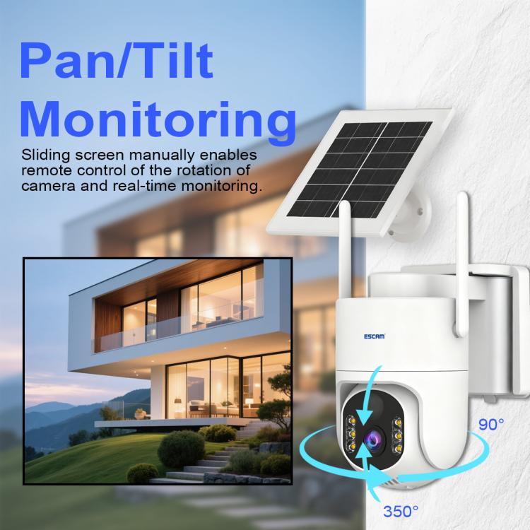 Sistema di telecamere di sicurezza wireless ESCAM QFS71 4G 3MP IP66 con pannello solare, European Version, American Version