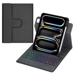 Custodia per tablet in pelle con tastiera Bluetooth retroilluminata e touchpad, rotazione a 360 gradi., For iPad Pro 11 2025 / 2024, For iPad 2025 / 2022, For iPad Air 11 2025 / iPad Pro 11 2022, For iPad 10.2 2021 / 2019 / iPad Air 3