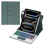 Custodia per tablet in pelle con tastiera Bluetooth retroilluminata e touchpad, rotazione a 360 gradi., For iPad Pro 11 2025 / 2024, For iPad 2025 / 2022, For iPad Air 11 2025 / iPad Pro 11 2022, For iPad 10.2 2021 / 2019 / iPad Air 3