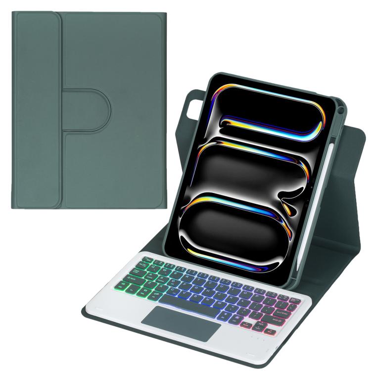 Custodia per tablet in pelle con tastiera Bluetooth retroilluminata e touchpad, rotazione a 360 gradi., For iPad Pro 11 2025 / 2024, For iPad 2025 / 2022, For iPad Air 11 2025 / iPad Pro 11 2022, For iPad 10.2 2021 / 2019 / iPad Air 3