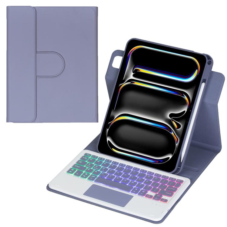 Custodia per tablet in pelle con tastiera Bluetooth retroilluminata e touchpad, rotazione a 360 gradi., For iPad Pro 11 2025 / 2024, For iPad 2025 / 2022, For iPad Air 11 2025 / iPad Pro 11 2022, For iPad 10.2 2021 / 2019 / iPad Air 3