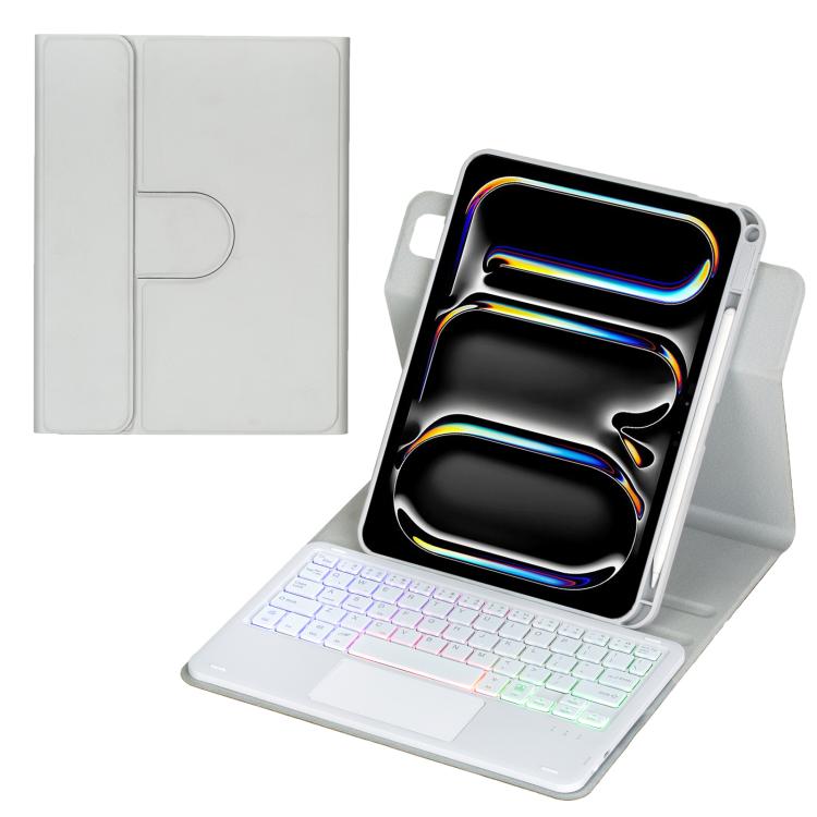 Custodia per tablet in pelle con tastiera Bluetooth retroilluminata e touchpad, rotazione a 360 gradi., For iPad Pro 11 2025 / 2024, For iPad 2025 / 2022, For iPad Air 11 2025 / iPad Pro 11 2022, For iPad 10.2 2021 / 2019 / iPad Air 3