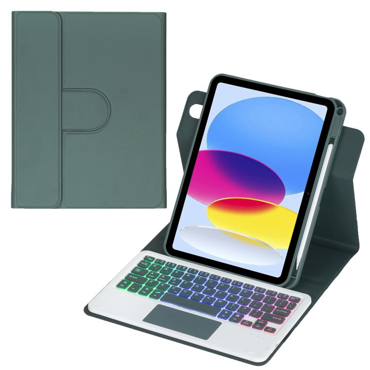 Custodia per tablet in pelle con tastiera Bluetooth retroilluminata e touchpad, rotazione a 360 gradi., For iPad Pro 11 2025 / 2024, For iPad 2025 / 2022, For iPad Air 11 2025 / iPad Pro 11 2022, For iPad 10.2 2021 / 2019 / iPad Air 3