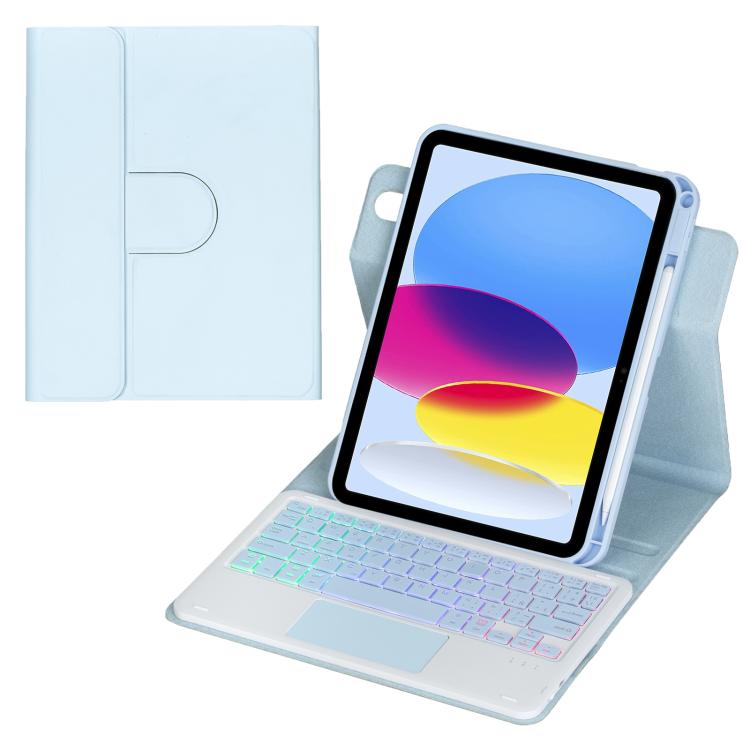 Custodia per tablet in pelle con tastiera Bluetooth retroilluminata e touchpad, rotazione a 360 gradi., For iPad Pro 11 2025 / 2024, For iPad 2025 / 2022, For iPad Air 11 2025 / iPad Pro 11 2022, For iPad 10.2 2021 / 2019 / iPad Air 3