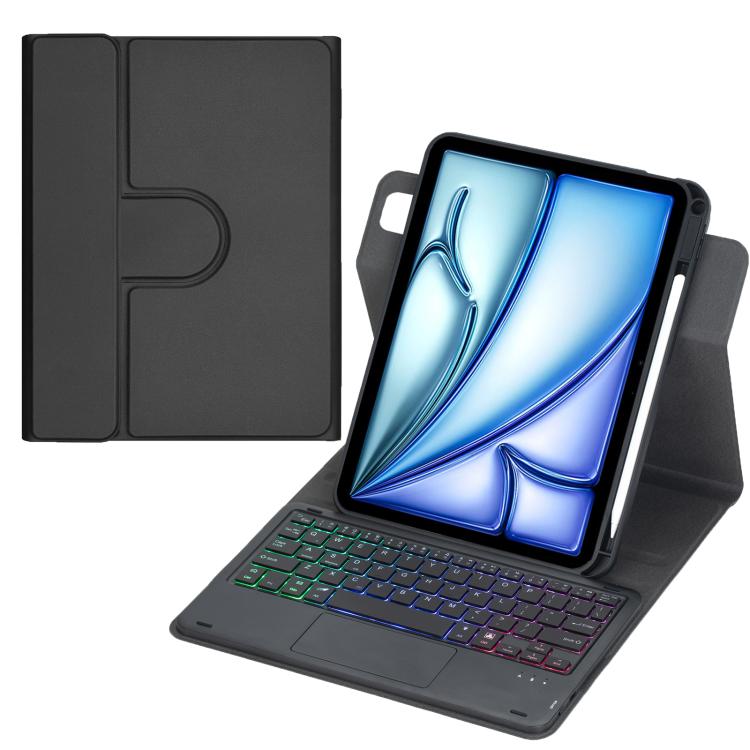 Custodia per tablet in pelle con tastiera Bluetooth retroilluminata e touchpad, rotazione a 360 gradi., For iPad Pro 11 2025 / 2024, For iPad 2025 / 2022, For iPad Air 11 2025 / iPad Pro 11 2022, For iPad 10.2 2021 / 2019 / iPad Air 3