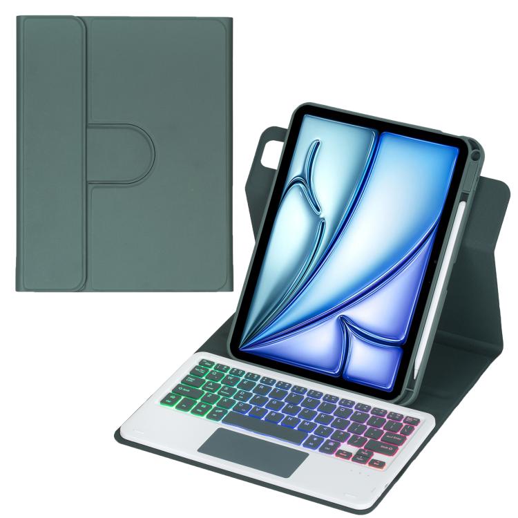Custodia per tablet in pelle con tastiera Bluetooth retroilluminata e touchpad, rotazione a 360 gradi., For iPad Pro 11 2025 / 2024, For iPad 2025 / 2022, For iPad Air 11 2025 / iPad Pro 11 2022, For iPad 10.2 2021 / 2019 / iPad Air 3