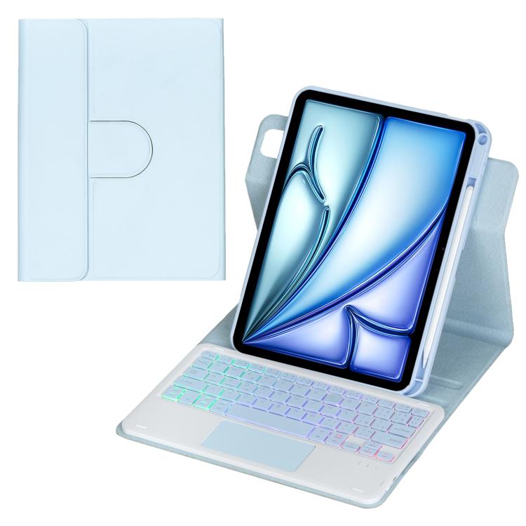 Custodia per tablet in pelle con tastiera Bluetooth retroilluminata e touchpad, rotazione a 360 gradi., For iPad Pro 11 2025 / 2024, For iPad 2025 / 2022, For iPad Air 11 2025 / iPad Pro 11 2022, For iPad 10.2 2021 / 2019 / iPad Air 3