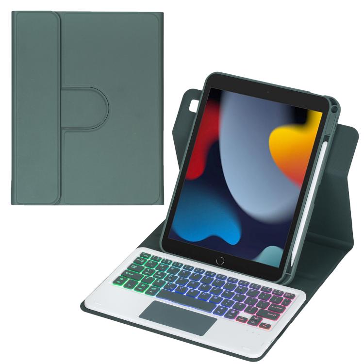 Custodia per tablet in pelle con tastiera Bluetooth retroilluminata e touchpad, rotazione a 360 gradi., For iPad Pro 11 2025 / 2024, For iPad 2025 / 2022, For iPad Air 11 2025 / iPad Pro 11 2022, For iPad 10.2 2021 / 2019 / iPad Air 3