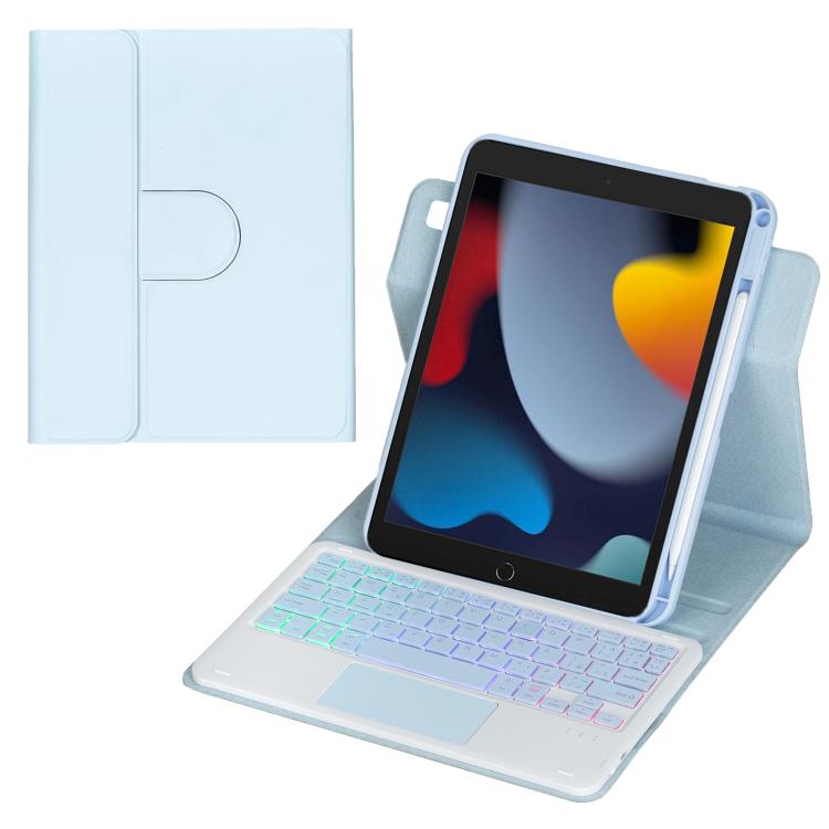 Custodia per tablet in pelle con tastiera Bluetooth retroilluminata e touchpad, rotazione a 360 gradi., For iPad Pro 11 2025 / 2024, For iPad 2025 / 2022, For iPad Air 11 2025 / iPad Pro 11 2022, For iPad 10.2 2021 / 2019 / iPad Air 3