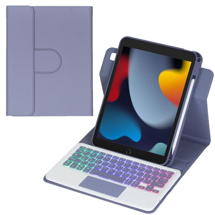 Custodia per tablet in pelle con tastiera Bluetooth retroilluminata e touchpad, rotazione a 360 gradi., For iPad Pro 11 2025 / 2024, For iPad 2025 / 2022, For iPad Air 11 2025 / iPad Pro 11 2022, For iPad 10.2 2021 / 2019 / iPad Air 3